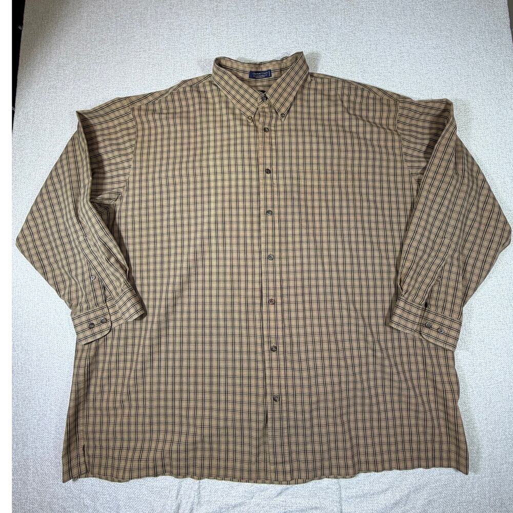 BD Baggies Men 4XLT Tan Black Plaid Chatham Cloth Long Sleeve Casual Shirt